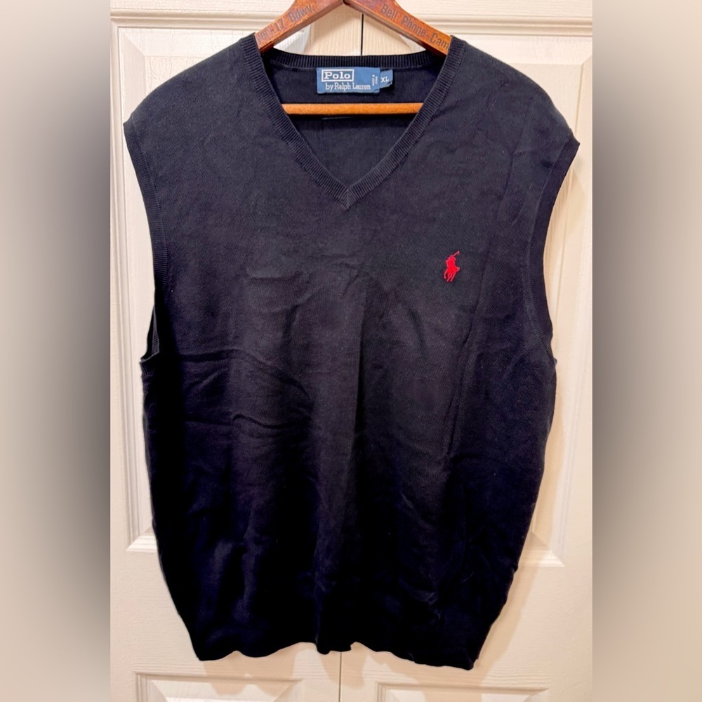 Polo Ralph Lauren Black Sweater Vest. Size XL EUC
